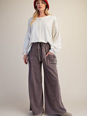 EASEL WASHED TERRY KNIT PANTS 100% COTTON